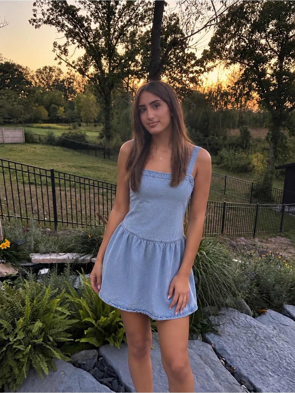 Primark Denim Co Light Wash Denim Drop Waist Mini Dress US 6